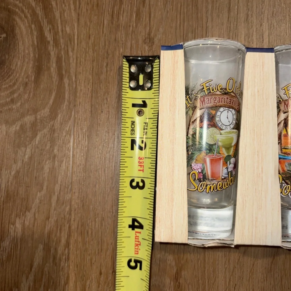 New 4 Margaritaville Shot Glasses It's 5 O'clock Somewhere Glass Set 2.2 Oz